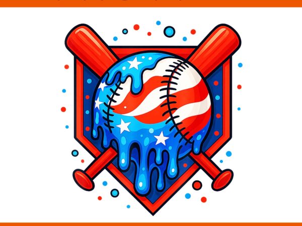 Baseball home plate dripping ice cream drip american flag png t shirt template