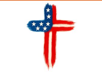 American Flag Brush Cross Premium PNG
