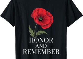 Womens Honor remember Memorial Day Vintage poppy flower T-Shirt