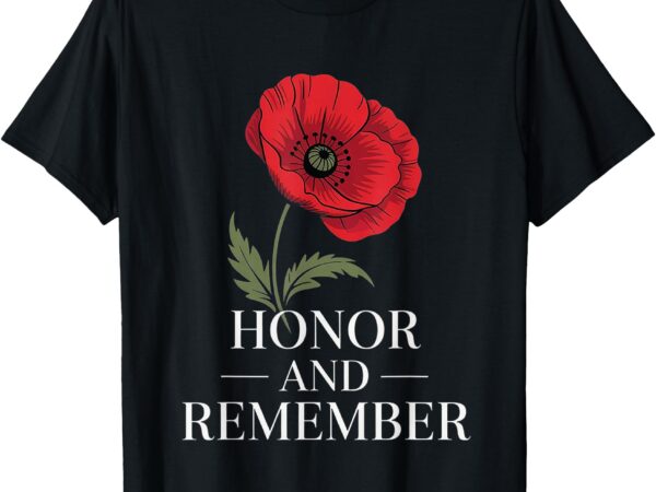Womens honor remember memorial day vintage poppy flower t-shirt