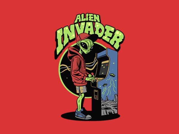 Alien invader t shirt vector
