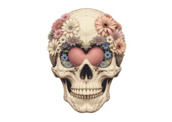 Punk Skull with Flower t-shirt design
