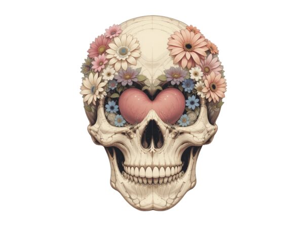 Punk skull with flower t-shirt design