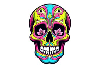 Trendy Retro Punk Skull t-shirt design – download instantly