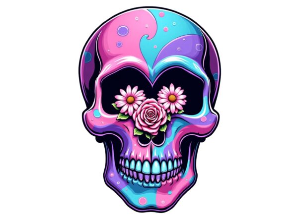 Colourful vintage skull floral punk t-shirt design download instantly retro vintage t-shirt Colourful vintage skull floral punk t-shirt design download instantly retro vintage t-shirt