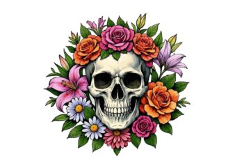 Trendy Retro Punk Skull t-shirt design – download instantly Retro Vintage Tee