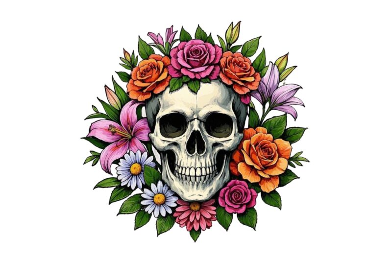 Trendy Retro Punk Skull t-shirt design – download instantly Retro Vintage Tee