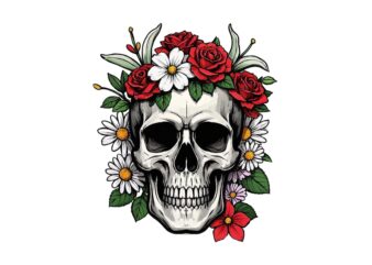 Watercolour Cute Skull Retro Illustration T-shirt design – download instantly