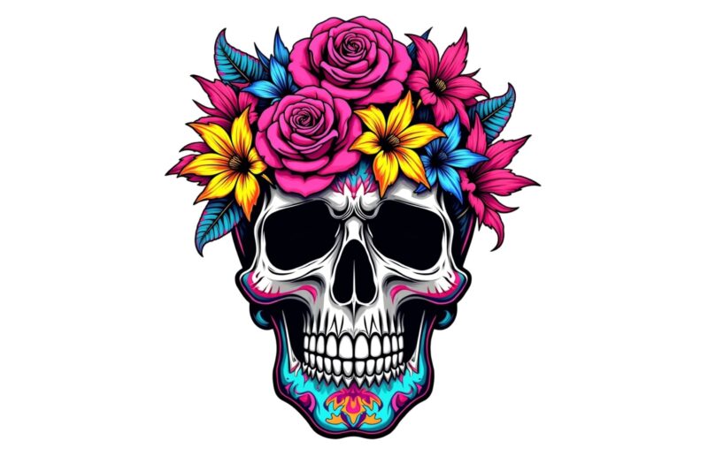 Vintage Punk Skull Lover t-shirt design – download instantly Retro Vintage Illustration