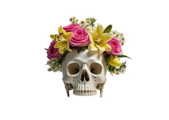 Popular Abstract Punk Skull with Flower t-shirt design – download instantly