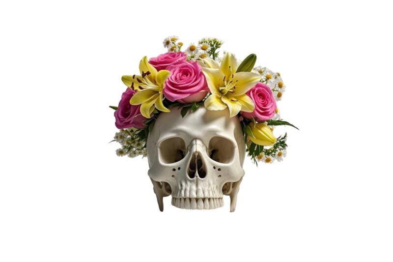 Popular Abstract Punk Skull with Flower t-shirt design – download instantly