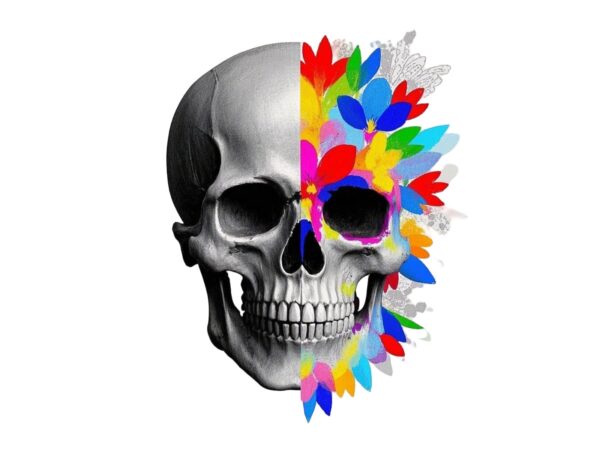 Popular abstract punk skull with flower t-shirt design – download instantly Popular abstract punk skull with flower t-shirt design – download instantly