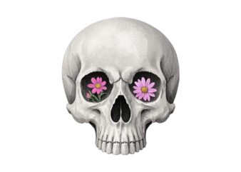 Trendy Retro Skull Floral Graphics t-shirt design jpeg & png design