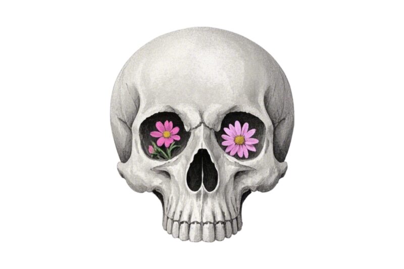 Trendy Retro Skull Floral Graphics t-shirt design jpeg & png design