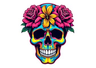 Trendy Retro Punk Skull t-shirt design – download instantly Retro Vintage Tee