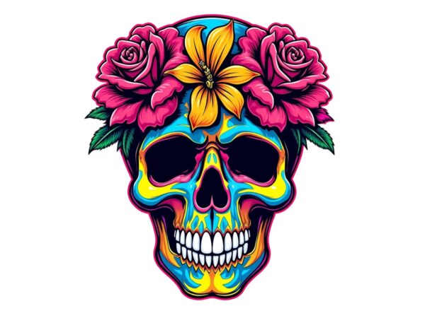 Trendy retro punk skull t-shirt design – download instantly retro vintage tee Trendy retro punk skull t-shirt design – download instantly retro vintage tee