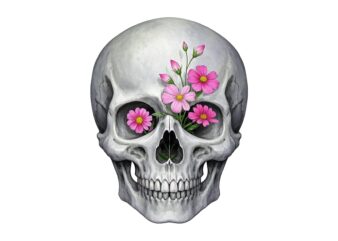 Colourful Vintage Skull Floral Punk t-shirt design download instantly
