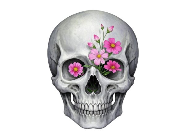 Colourful vintage skull floral punk t-shirt design download instantly Colourful vintage skull floral punk t-shirt design download instantly