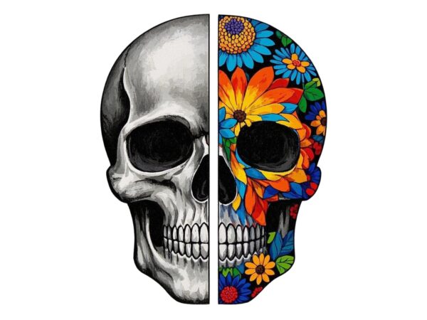 Trendy retro skull floral graphics t-shirt design jpeg & png design Trendy retro skull floral graphics t-shirt design jpeg & png design