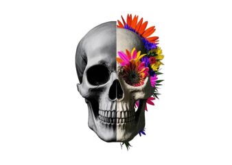 Colourful Vintage Skull Floral Punk t-shirt design download instantly