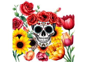 Trendy Retro Skull Floral Graphics t-shirt design jpeg & png designs – download instantly