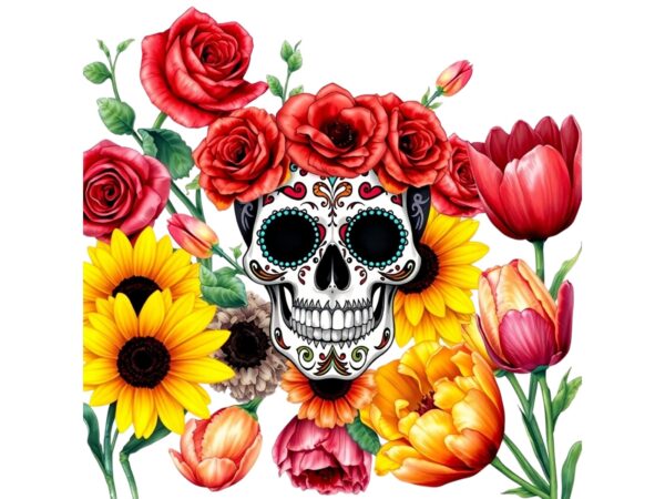 Trendy retro skull floral graphics t-shirt design jpeg & png designs – download instantly Trendy retro skull floral graphics t-shirt design jpeg & png designs – download instantly