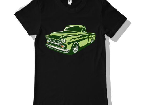 Green vintage car t shirt design template