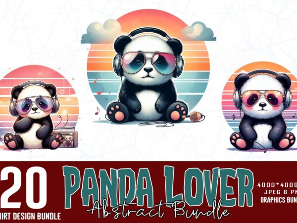 Popular abstract panda lover t-shirt design bundle of 20 designs – download instantly Popular abstract panda lover t-shirt design bundle of 20 designs – download instantly