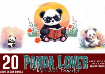 Vintage Panda Lover t-shirt design bundle of 20 designs – download instantly
