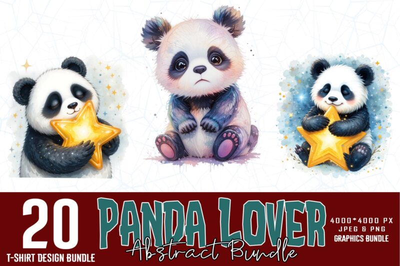 Popular Abstract Panda Lover t-shirt design bundle of 20 designs – download instantly
