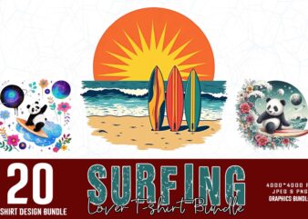 Popular Abstract Surfing Lover t-shirt design bundle of 20 designs – download instantly