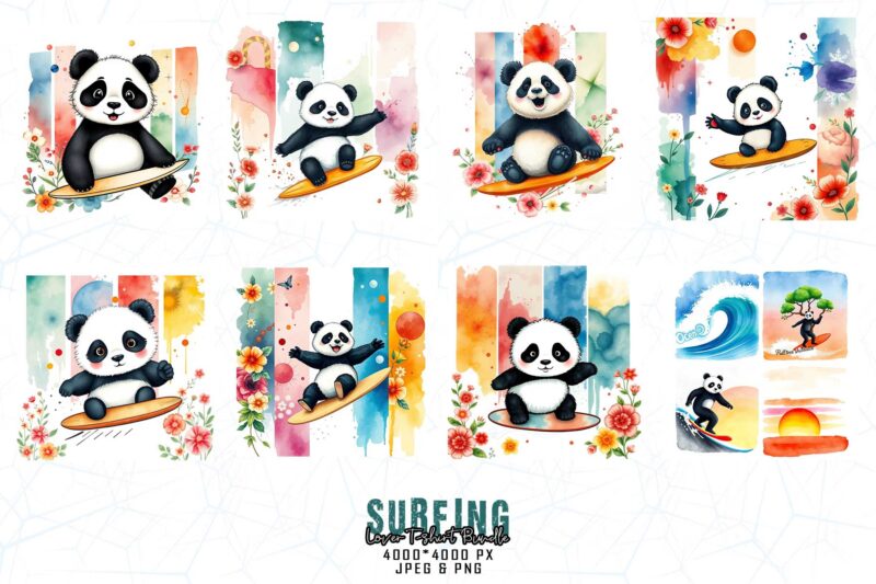 Trendy Retro Surfing Lover t-shirt design bundle of 20 designs – download instantly