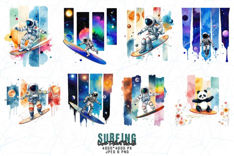 Trendy Retro Surfing Lover t-shirt design bundle of 20 designs – download instantly