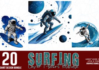 Vintage Surfing Lover t-shirt design bundle of 20 designs – download instantly Retro Vintage Illustration Bundle