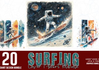 Trendy Retro Surfing Lover t-shirt design bundle of 20 designs – download instantly