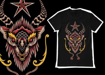 The goat illustration for tshirt design