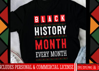 Black History Month Every Month T-Shirt Design,