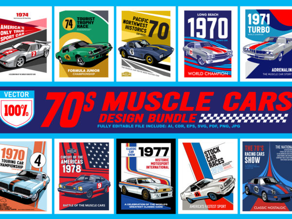 70s muscle cars design bundle 70s muscle cars design bundle