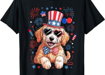 American Flag Patriotic Goldendoodle 4th Of July Dog Women T-Shirt