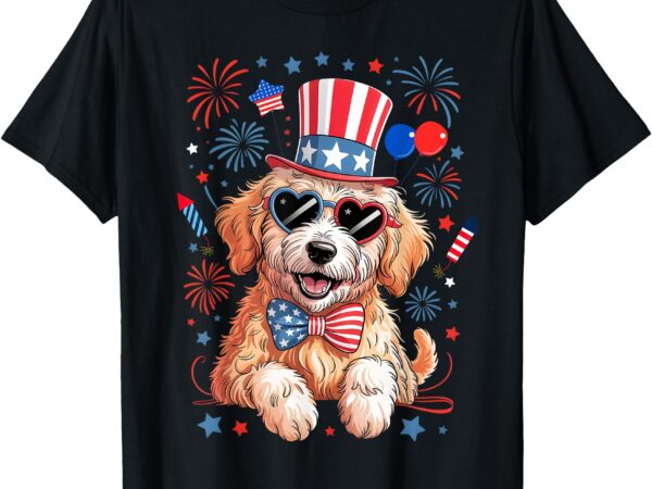 American flag patriotic goldendoodle 4th of july dog women t-shirt