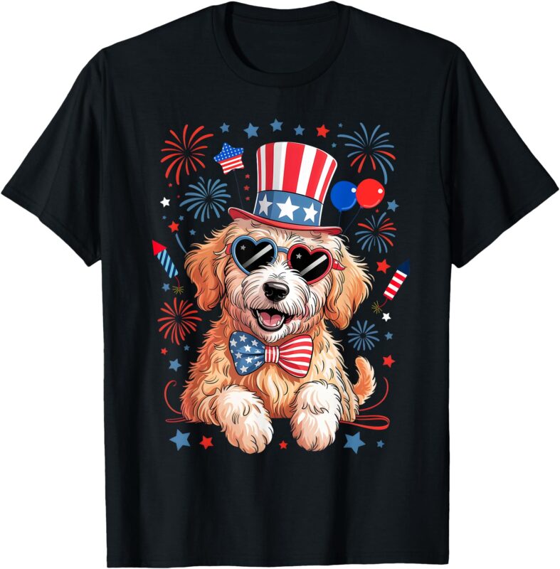 American Flag Patriotic Goldendoodle 4th Of July Dog Women T-Shirt