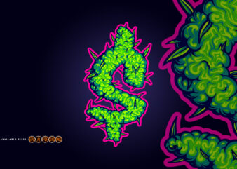 Marijuana Leaf Dollar Symbol in Cartoon Style