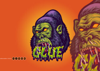 Fierce Cartoon Gorilla with Melting Glue Text Effect
