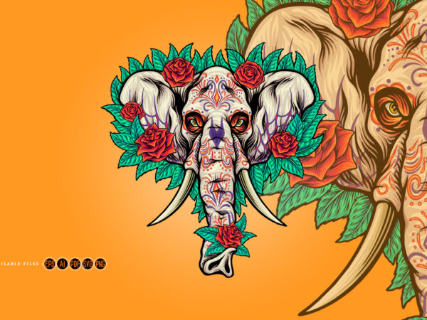 Floral elephant skull dia de los muertos t shirt graphic design Floral elephant skull dia de los muertos t shirt graphic design