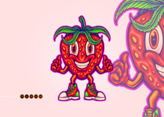 Happy Strawberry Weed Straint Mascot