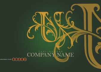 Elegant Gold U Monogram with Ornamental Flourishes