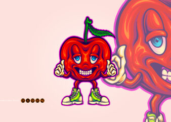 Happy apple mascot with thumbs up cartoon style