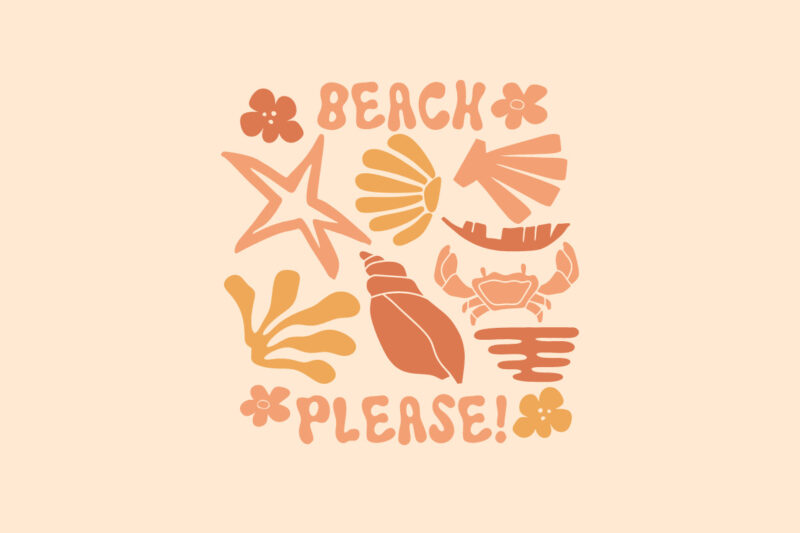 Retro Summer Flowers Beach T-shirt Designs Bundle