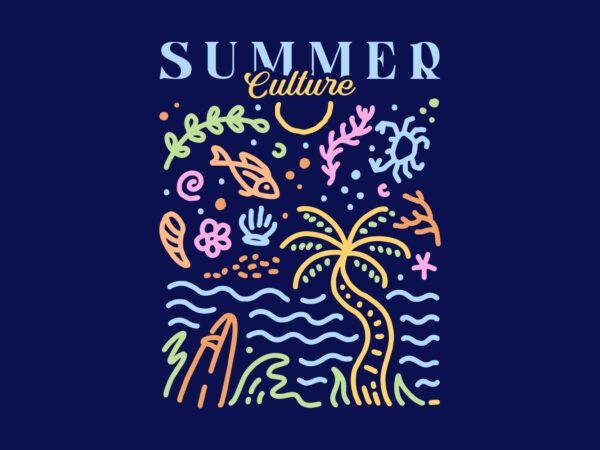 Summer culture 2 t shirt template vector