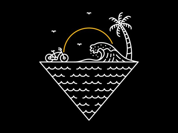 Cycling to the waves t shirt vector file